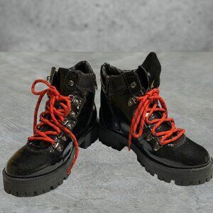 AQUA - Knox Black Patent Motorcycle Leather Boots Size 9.5